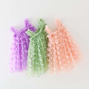 Bambine ragazze dolce farfalla ricamo di tulle da bambino senza manica adorabile festa di compleanno estate abito principessa