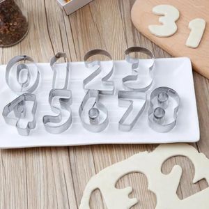 Moldes de cozimento 9pcs/conjunto Forma digital Números de cortadores de biscoitos 0-9 Numerais árabes