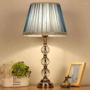 Table Lamps American Light Bedside Bedroom Crystal Lamp For Creative Personality Lighting Desk Green Shade Decor