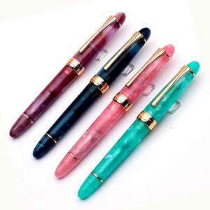 Caneta -tinteiro de resina kaiigelu 356 com clipe dourado ef/f/m nib belas 4 cores escrevendo caneta de tinta para escritório para escritório em casa 240528