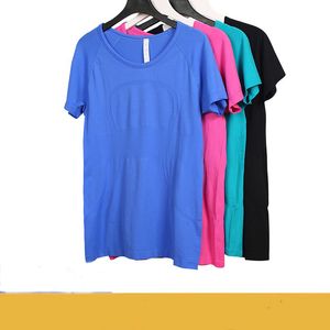 Summer damski joga z krótkim rękawem T-shirt Knitt Szybkie suche oddychające koszule sportowe