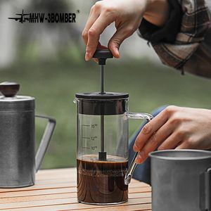 MHW-3Bomber French Press Coffee Maker Hitzebeständige Borosilikat-Glas-Kaffeekanne für Camping-Reise-Haus-BARISTA-Accessoires 240528