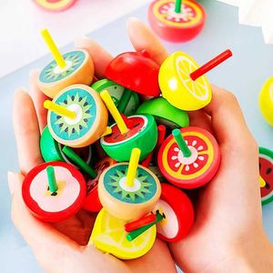 4D Beyblades 12 pieces of fruit wood colored rotating top childrens birthday party gifts candy bags gifts loose toys Pinata stuffing grade treasure chest S245283