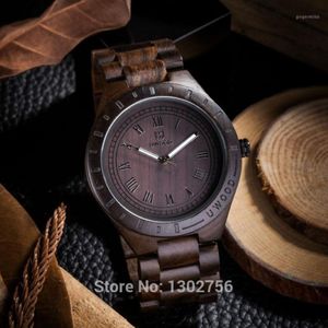 Nowy naturalny czarny sandałowy drewniany zegarek Utwood Japan Miyota Kwarc Ruch drewniany zegarki Dresswatch na naczep unisex1 293f