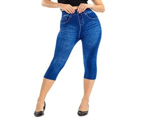 34 Леггингс джинсы леггинсы Capri Pants Jeggings Женщины короткие женщины с высокой эластичной тонкой стройной печати Стандарт SFIT2807613