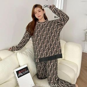 Home Clothing Alphabet Elegant Imitation Mink Hair Pajamas Women's Autumn Winter Long Sleeve Simple Wool Warm Clothes Suit