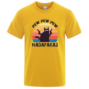 Camisetas masculinas pew madafaks gato personalidade masculina tops machos de grande porte