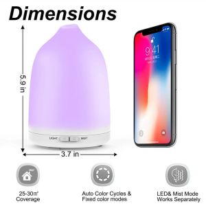 Aroma Diffuser 120ml Humidifier Ultrasonic Nebulizer Aromatherapy Essential Oils 7 Colors LED for Residential Office Yoga Room