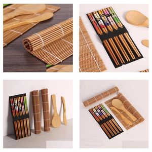 Sushi Tools Make Bamboo Sushis Kit, в том числе 2 Rolling Mats 1-Paddle 1 Dloser 5 пары палочки для доставки Достав