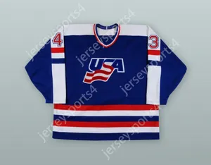 Custom Moe Mantha 43 USA Национальная команда Blue Hockey Jersey Top Stitched S-M-L-XL-XXL-3XL-4XL-5XL-6XL