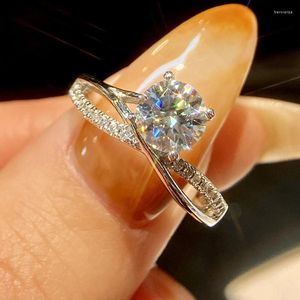 Cluster Rings Gra Original 1Ct The Milky Way Moissanite Diamond Justerbart engagemangsbröllop för kvinnor 925 Sterling Silver Fine Jewelry