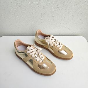 p88 High-quality metal sports shoes Women's light brown casual shoes lace-up low-top shoes Size 35-40