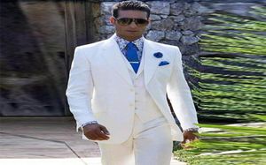 Włoski luksusowy beigewhite męsko -menu menu Pole formalne sukienki Męskie garnitur Zestaw Mężczyzn Wedding Suit for Men Groom Tuxedos Suits 20186855324