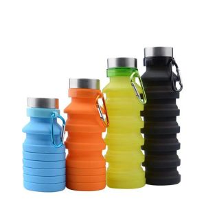 Nova garrafa de água portátil de 550ml de silicone portátil retrátil garrafa de café dobrável para viagem ao ar livre bebida de bebida esportiva colapsável ll