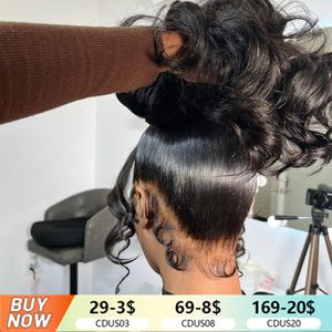 Onda corporal 360 peruca de renda Human Human Pré arranhou transparente 13x4 Lace Frontal Wig Hair Brazilian Wigs para Mulheres Negras Bling Hair 240527
