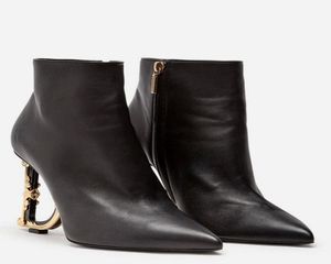 Zarif marka kış keira ayak bileği botları kadınlar pop topuklu siyah patent deri bayan patik barok topuklar Martin Knight ganimet eu35435885972