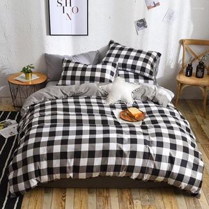 Bedding Sets High Quality Black White Plaid Brief Pattern Set Bed Linings King Duvet Cover Sheet Pillowcases 3/4pcs/set