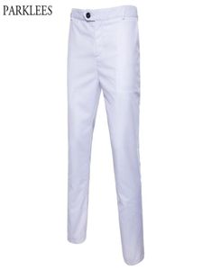 White Slim Fit Straight Sukienki Mężczyźni Formalne spodnie biznesowe Mężczyzna Płaski z przodu swobodny kombinezon ślubny 2107166140886