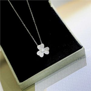 Modern simple Van Necklace Classic Charm Design for lovers S925 silver clover full diamond necklace light luxury classic and LNVU