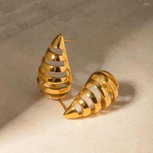Kolczyki na stadium geometryczne wodoodporne 18K Gold Stated Stael Stael Pasped Water Drop Metal Oświadczenie przeciw alergiczne biżuteria