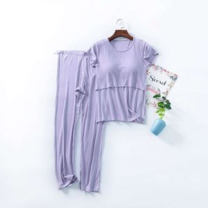 FDFKLAK M-3XL Maternidade Enfermagem 2pcs/Conjunto Modal de roupas de sono feminino Pamas amamentando para mulheres grávidas