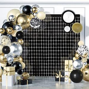 Decoração de festa 2pcs Shimmer Wall Backdrop Curtain Frexer preto para decorações