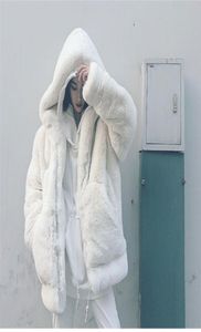 Rex Rabbit Fur Coat Women039s Middle Long Thickened Hooded Imitation Plush Fashion Sweater JLBC5146438217