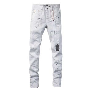 Mäns jeans Purple Roca -varumärkesjeans är fashionabla och av högsta kvalitet med gata vit färg och obegränsad reparation. De är låg stigande mager denimbyxor J240527