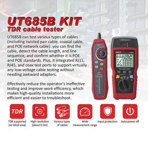 Uni-t ut685b kit TDR TDR Tester par coaxial Poe Rede de comprimento do cabo de comprimento de comprimento Detector RJ11 RJ45 Adaptador de plugue Digital medidor