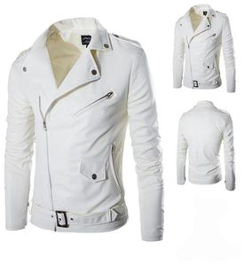 Homem Moda PU Jacket Leather Jacket Spring Autumn Novo estilo britânico Homem jaqueta de couro casaco masculino Male Branco Branco M3XL3238102