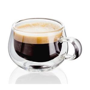 Copos de vinho 150 ml de parede dupla transparente Térmica Copa de café resistente a calor Caneca de café com manipulação de uísque suprimentos 272z