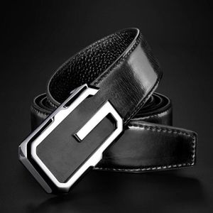 Men leather fashion personality young business leisure cowhide belt middle-aged smooth buckle A15 225j