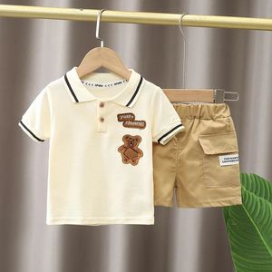 Ienens Baby Clothing Conjunta de manga curta Poloshirt Shorts Roupa de crianças ternos infantis para crianças meninos casuais roupas de verão 240523