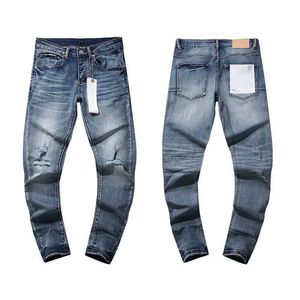 Jeans masculinos de alta qualidade Purple Roca Brand 2024SS Street Trend Jeans com design de corte de lágrimas e leggings de ajuste reto J240527