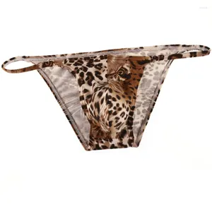 Underpants Fashion Leopard Print Men Underwear Silk Breathable Sexy Men's Briefs Panties Male Low Waist Gays