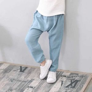 Trousers 2-7 Yrs Linen Pleated Baby Boys Girls Summer Cotton Harem Baggy Pants Kids Clothes Children Sweatpants Trousers Breathable Y240527