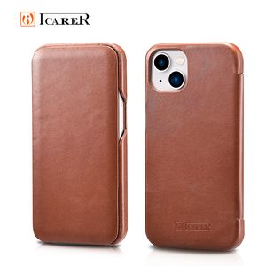 Original iCarer Vintage Magnetic Filp Phone Case for iPhone 13 12 11 Pro XR X Max 7 8 Plus Real Genuine Leather Protective Cover