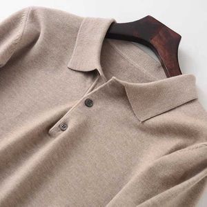 Men's Sweaters Cashmere Cotton Blend Polo Collar Sweater Men Tops 2023 Autumn Winter Mature Male Business Casual Turndown Knitted Wool Pullover Q240527