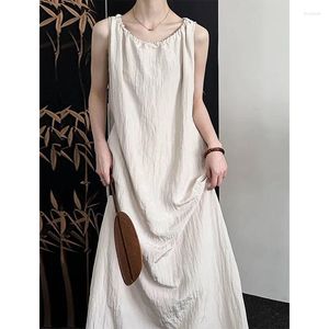 Casual Dresses 2024 Spring/summer Sleeveless Dress Female Korean Solid Color Simple Loose Lazy
