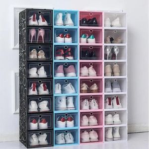 Fold Plastic Shoes Case Stackable Combined Shoe Cabinet Organizer Thickened Transparent Dustproof Shoe Organizer Box Storage Box