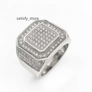 Factory Hiphop Jewelry 925 Silverringar Zircon Moissanite Diamond Rhodium Gold Plating Iced Out Huggie Finger Ring for Men