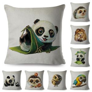 Kudde vatten färg söt tecknad papegoja panda täckning för bil soffa hem barn rum sovrum dekor djur kudde fall fall