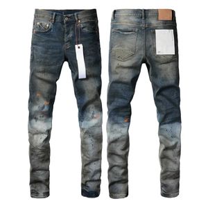 Jeans masculinos A marca Roca Purple Jeans estão na moda e o óleo industrial pesado de rua de primeira linha são usados ​​para reparar calças jeans de baixa elevação J240527