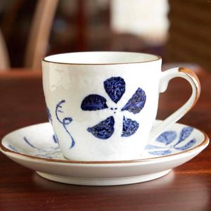 Cups Saucers Retro Japanese Ceramic Cup Creative With Spoon White Simple Office Afternoon Tea Home Coffee And Saucer Set MM60BYD