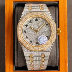 Zegarek z pełnym diamentowym mężem Automatyczne zegarki mechaniczne 40 mm Sapphire Waterproof Fashion Business Wristwatch Montre de Luxe Prezenty 244Z