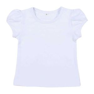T-Shirts Großhandel Kinder Kurzarm Puffhülle 100% Baumwolle dicke weiße leere Hemden lässig Top Girls T-Shirt Kleidung D240529