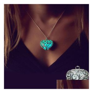 Pendant Necklaces New Glow In The Dark Necklace Hollow Heart Luminous For Wife Girlfriend Daughter Mom Fashion Jewelry Gift Drop Deliv Dhvpi