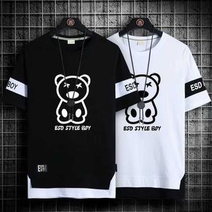 Mäns T-shirts Mens Kort ärm Mens T-shirt Korean Street Clothing Tryckt Harajuku överdimensionerad T-shirt Casual Clothing Sleeve Top S2452906