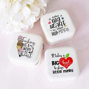 Party Favor Teach It A Work of Heart Jewelery Box Teacher Life Jewely Cases Travel Necklace Earring Holder Lagring Boxes Gifts