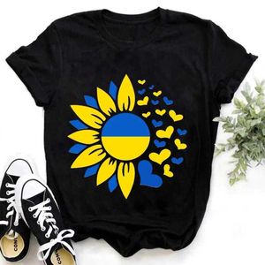 T-shirty letnia moda Ukraina Flaga słonecznika nadruk t-shirt dzieci harajuku t shirt dla dzieci ubrania chłopców czarne koszulki D240529